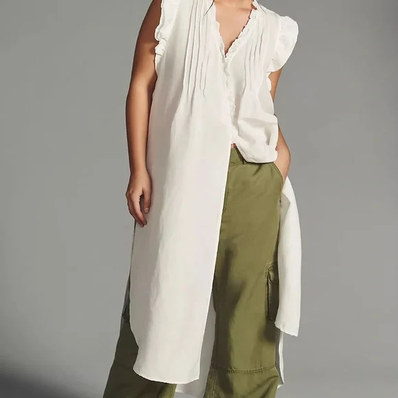 ByAnthropologie White Long Ruffled Tunic - Picture 6 of 16